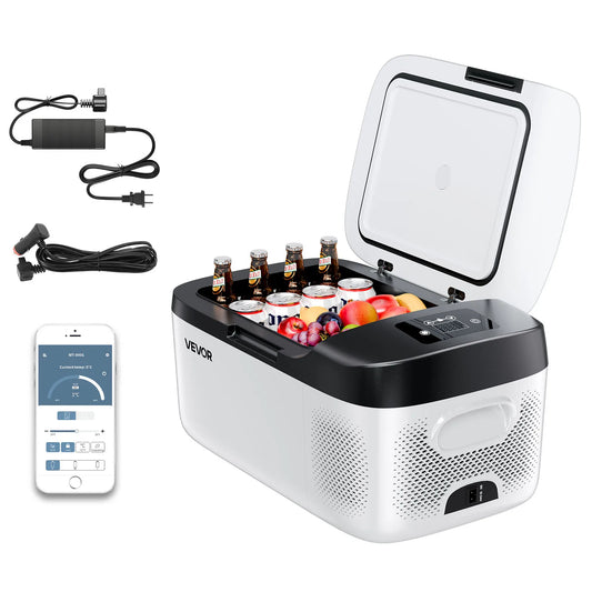 Réfrigérateur-congélateur portable Foursun 21L/25L/35L/45L/55L avec commande par application Bluetooth, pour le camping, les voyages, la maison, DC 12V/24V & AC 100-240V