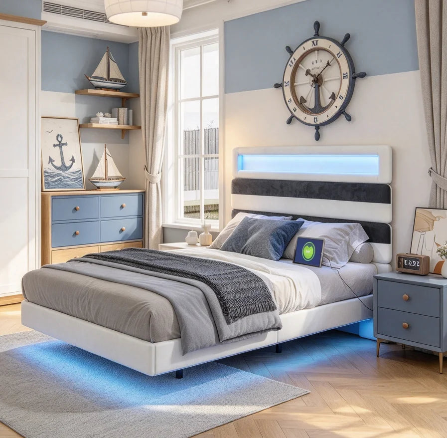 Lit 160x200 cm avec ports USB et Type-C