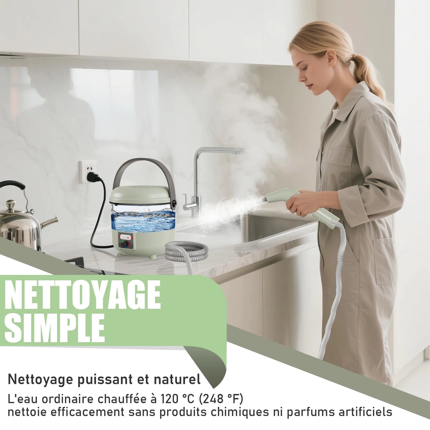 Nettoyeur vapeur portatif avec poignée 1500W