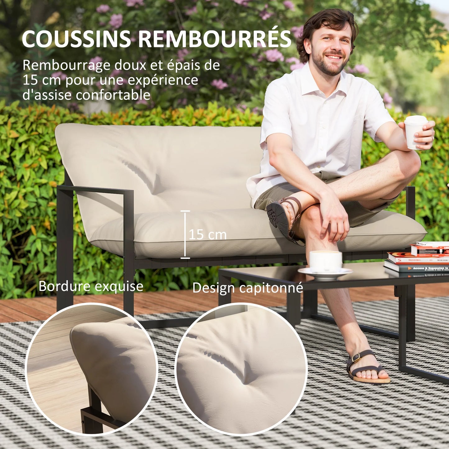Salon de jardin extérieur 4 pièces