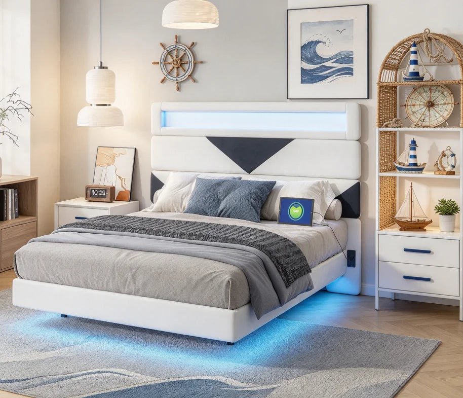 Lit 160x200 cm avec ports USB et Type-C