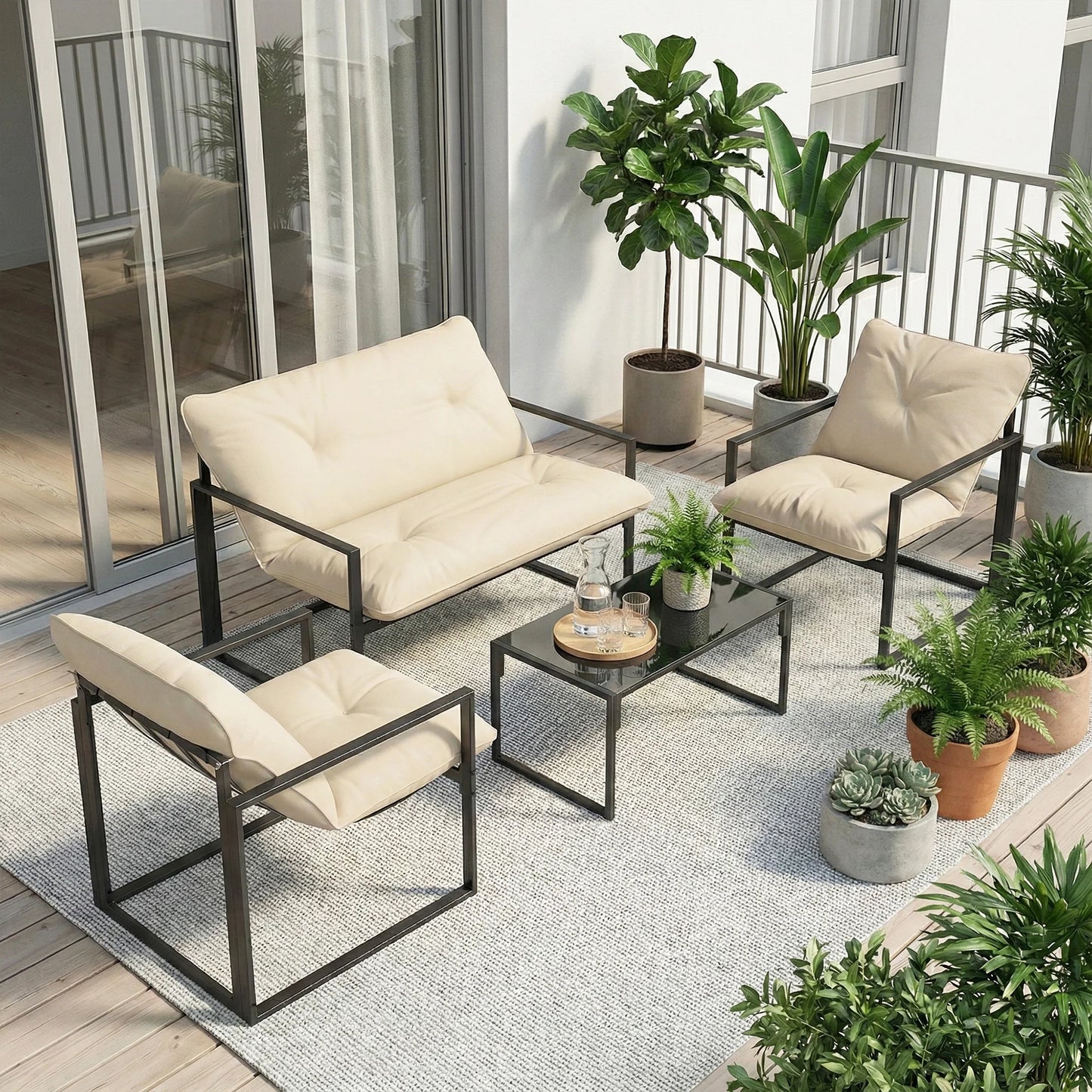 Salon de jardin extérieur 4 pièces