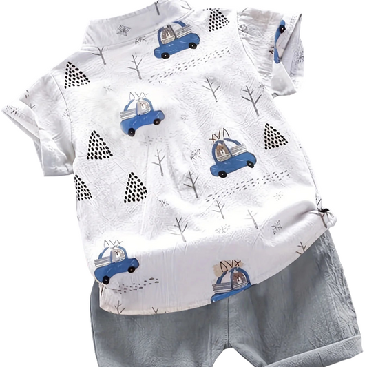 Ensemble short à manches courtes et col montant pour bébé