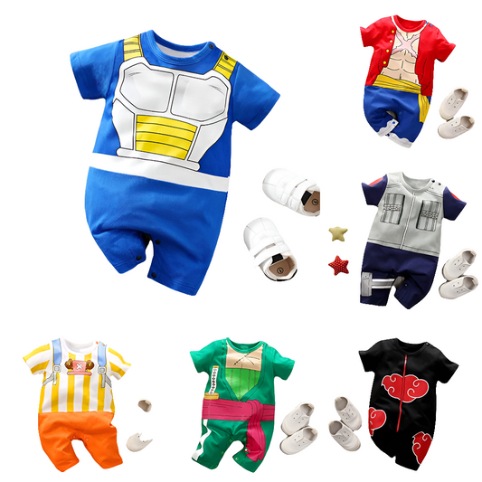 Combinaison d’été à manches courtes en coton pour bébé (motif manga)