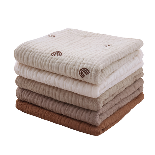 Lot de 5 serviettes carrées en coton pour bébé