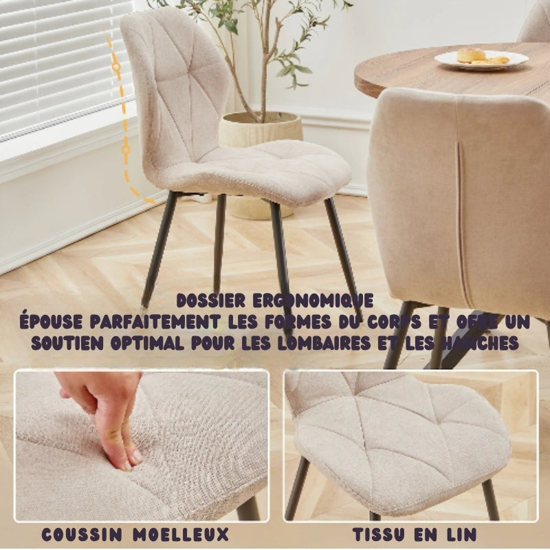 Ensemble de chaises en tissu de lin