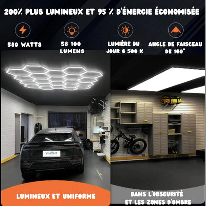 Lampes LED hexagonales en nid d'abeille 6500K