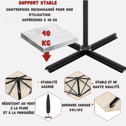 Parasol de jardin à manivelle &amp; Protection UV