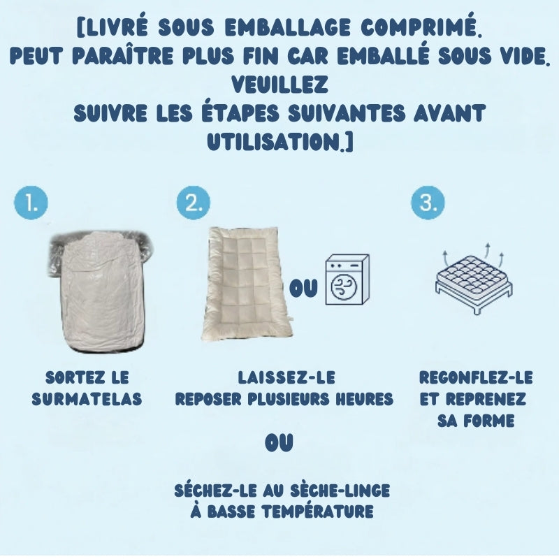 Surmatelas hypoallergénique et respirant